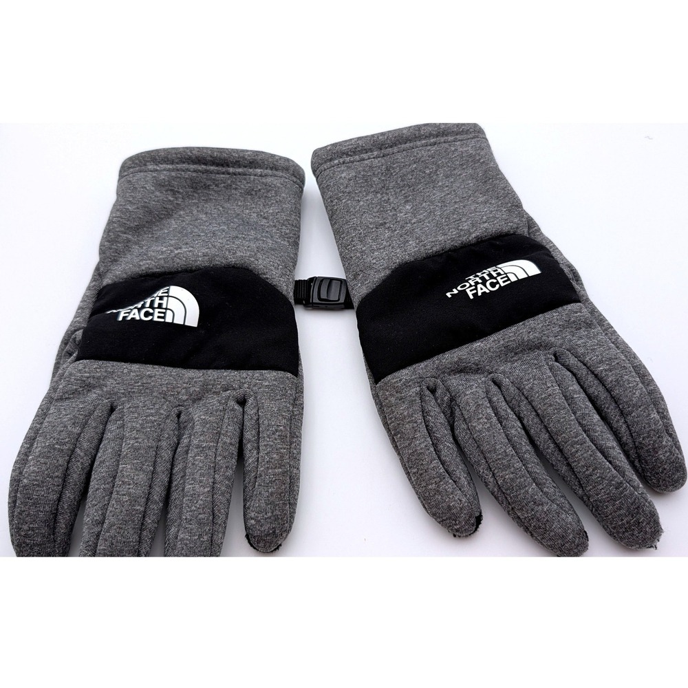 The North Face Etip Gloves Heather Grey Sherpa Lined Touchscreen Womens Small